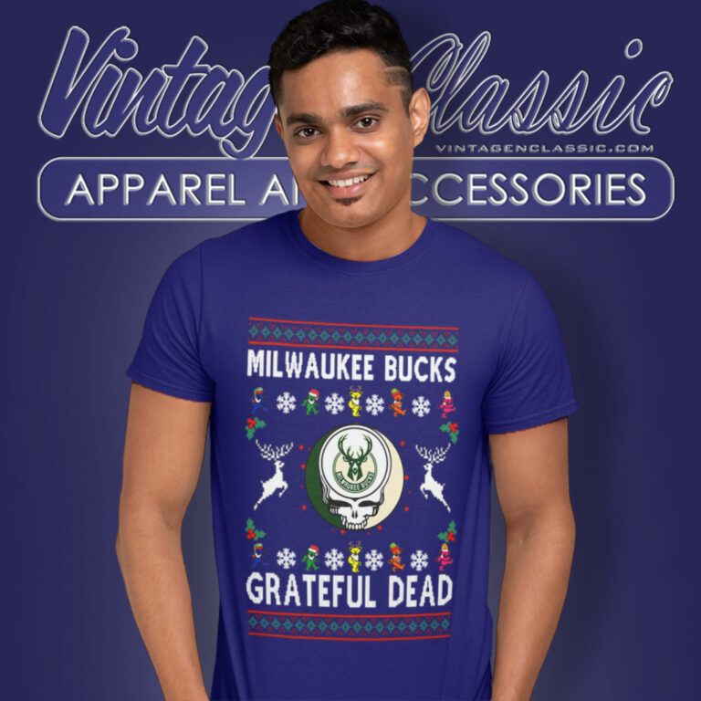 Grateful Dead Milwaukee Bucks Ugly Christmas T Shirt Grateful Dead Milwaukee Bucks Ugly Christmas T Shirt