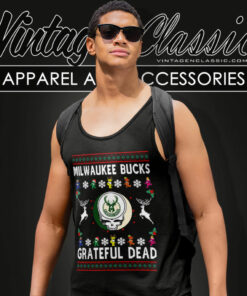 Grateful Dead Milwaukee Bucks Ugly Christmas Tank Top Racerback