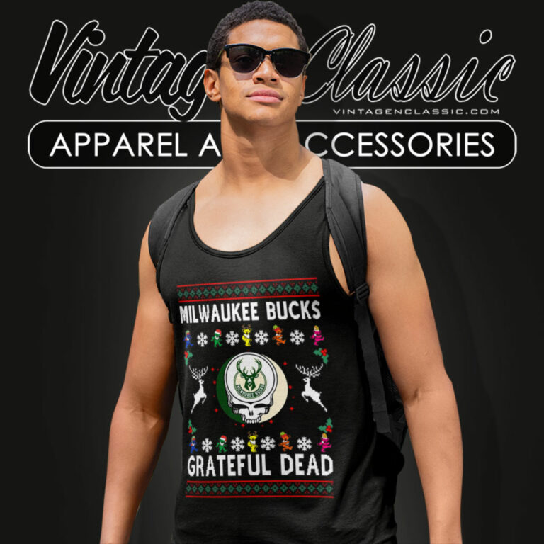 Grateful Dead Milwaukee Bucks Ugly Christmas Tank Top Racerback Grateful Dead Milwaukee Bucks Ugly Christmas Tank Top Racerback