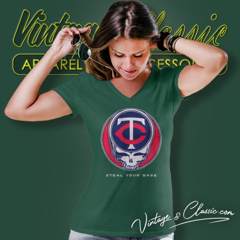 Grateful Dead Minnesota Twins Steal Your Base V Neck TShirt Grateful Dead Minnesota Twins Steal Your Base V Neck TShirt
