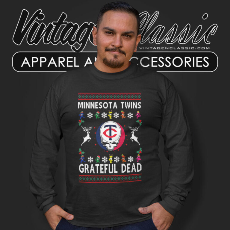 Grateful Dead Minnesota Twins Ugly Christmas Long Sleeve Tee Grateful Dead Minnesota Twins Ugly Christmas Long Sleeve Tee