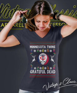 Grateful Dead Minnesota Twins Ugly Christmas V Neck TShirt