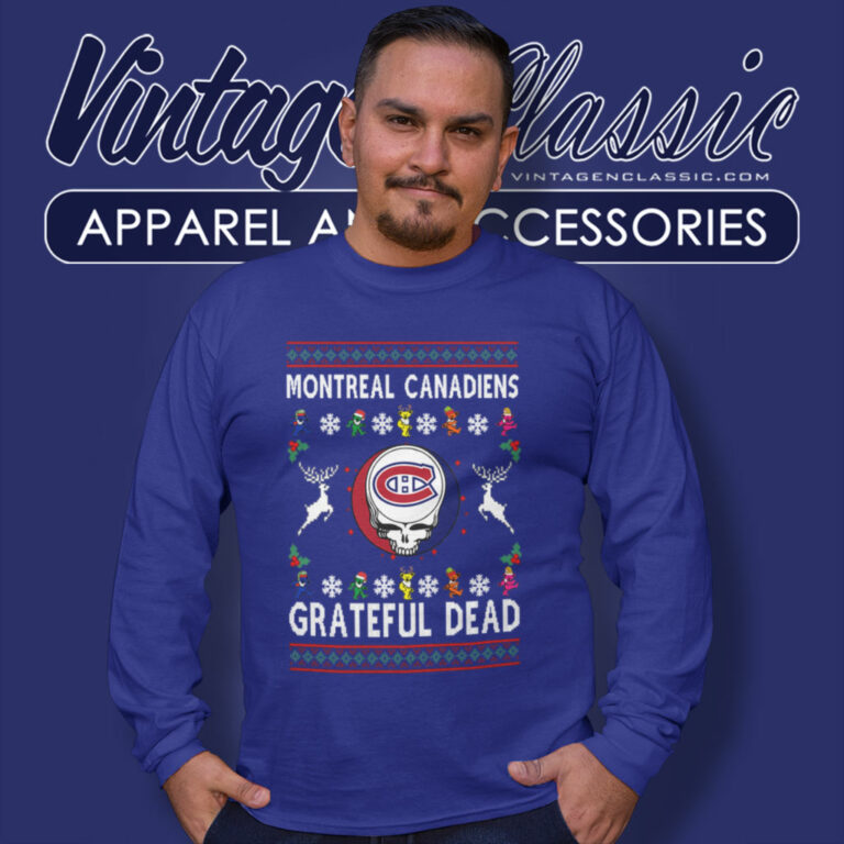 Grateful Dead Montreal Canadiens Ugly Christmas Long Sleeve Tee Grateful Dead Montreal Canadiens Ugly Christmas Long Sleeve Tee