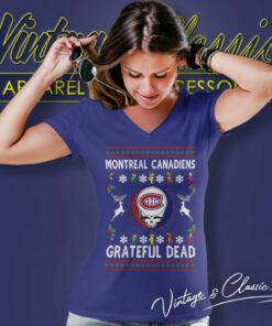 Grateful Dead Montreal Canadiens Ugly Christmas V Neck TShirt