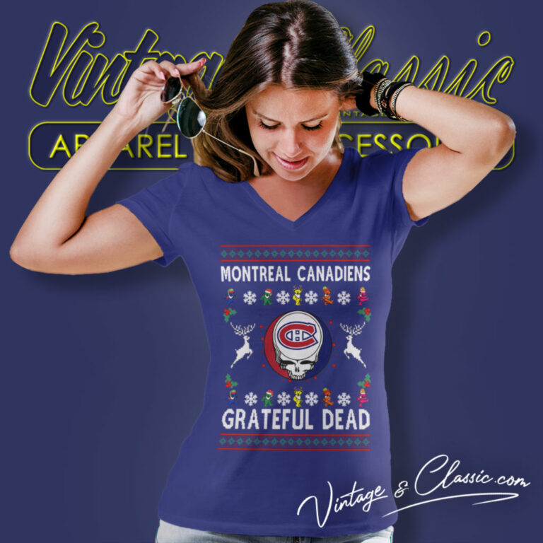 Grateful Dead Montreal Canadiens Ugly Christmas V Neck TShirt Grateful Dead Montreal Canadiens Ugly Christmas V Neck TShirt