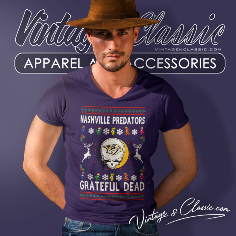 Grateful Dead Nashville Predators Ugly Christmas V Neck TShirt Grateful Dead Nashville Predators Ugly Christmas V Neck TShirt