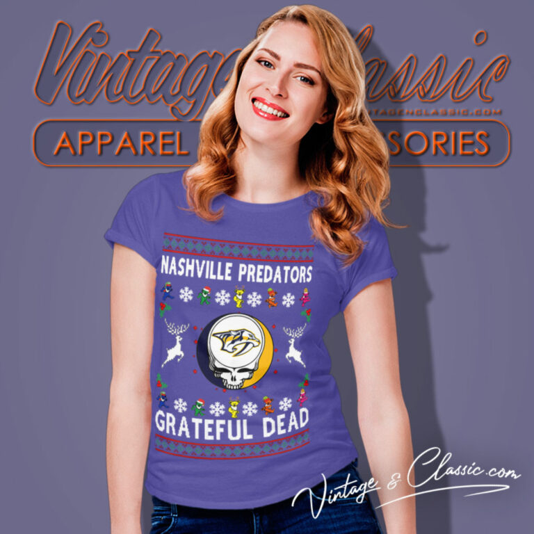 Grateful Dead Nashville Predators Ugly Christmas Women T Shirt Grateful Dead Nashville Predators Ugly Christmas Women T Shirt