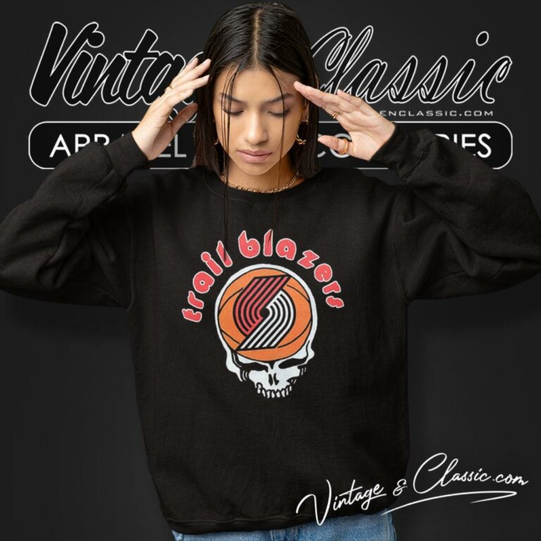 Grateful Dead Nba Portland Trail Blazers Skull Sweatshirt Grateful Dead Nba Portland Trail Blazers Skull Sweatshirt