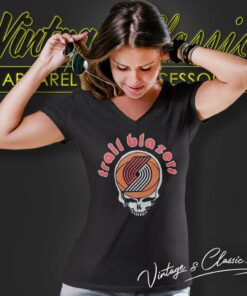 Grateful Dead Nba Portland Trail Blazers Skull V Neck TShirt