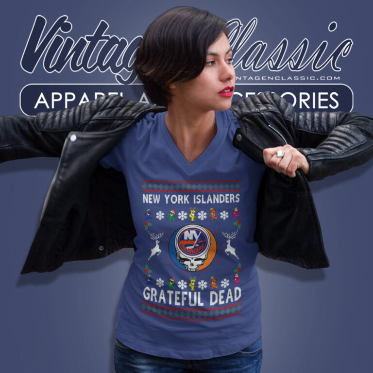 Grateful Dead New York Islanders Ugly Christmas V Neck TShirt Grateful Dead New York Islanders Ugly Christmas V Neck TShirt