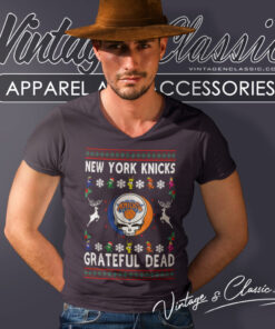 Grateful Dead New York Knicks Ugly Christmas V Neck TShirt