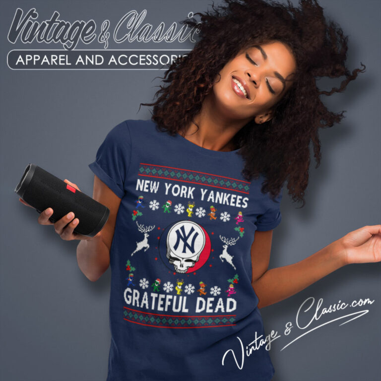 Grateful Dead New York Yankees Ugly Christmas Women T Shirt Grateful Dead New York Yankees Ugly Christmas Women T Shirt