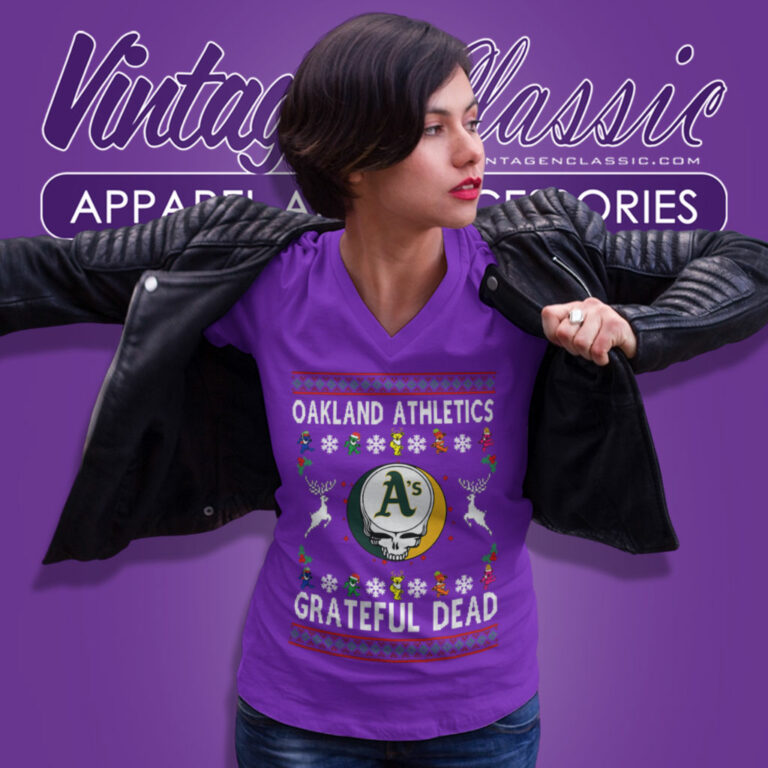 Grateful Dead Oakland Athletics Ugly Christmas V Neck TShirt Grateful Dead Oakland Athletics Ugly Christmas V Neck TShirt