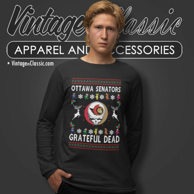 Grateful Dead Ottawa Senators Ugly Christmas Long Sleeve Tee Grateful Dead Ottawa Senators Ugly Christmas Long Sleeve Tee