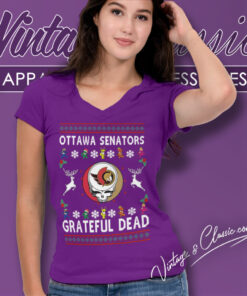 Grateful Dead Ottawa Senators Ugly Christmas V Neck TShirt