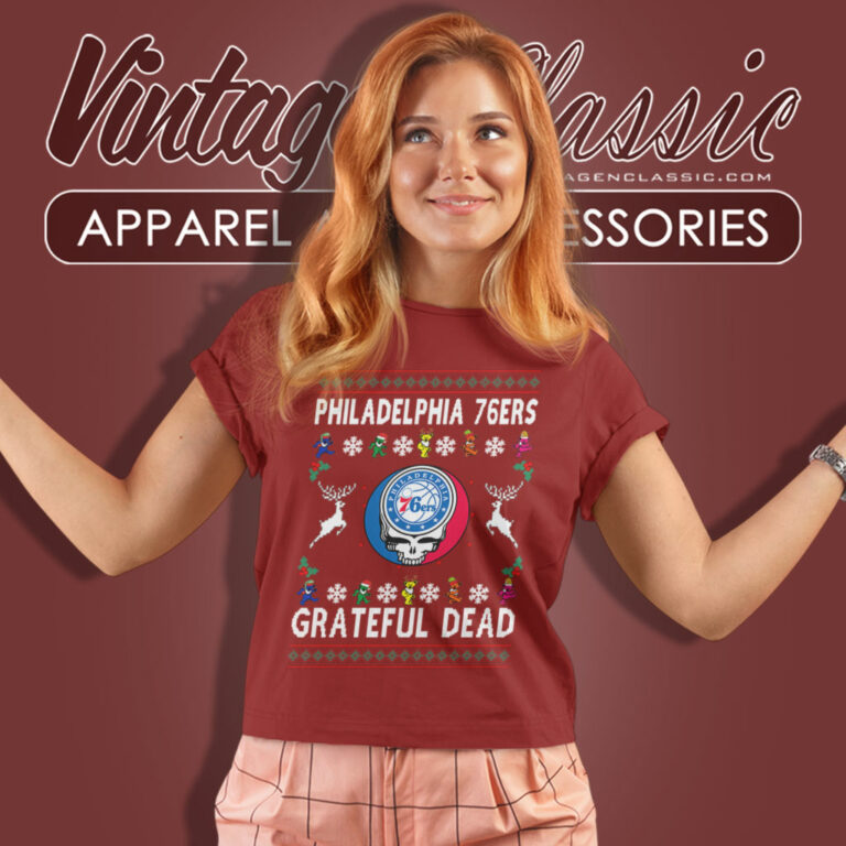 Grateful Dead Philadelphia 76ers Ugly Christmas Women T Shirt Grateful Dead Philadelphia 76ers Ugly Christmas Women T Shirt