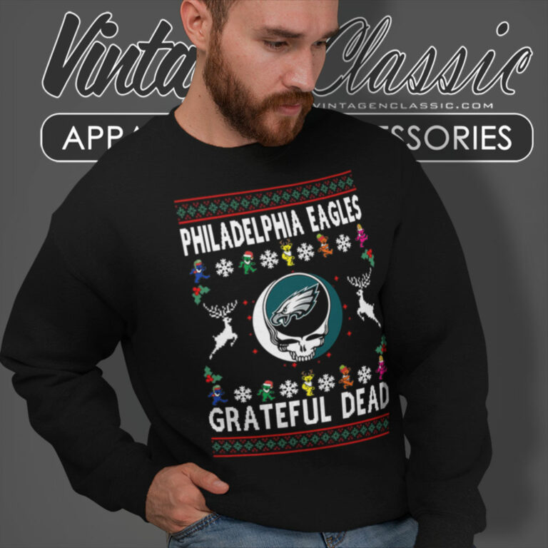 Grateful Dead Philadelphia Eagles Ugly Christmas Sweatshirt Grateful Dead Philadelphia Eagles Ugly Christmas Sweatshirt