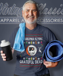 Grateful Dead Philadelphia Flyers Ugly Christmas V Neck TShirt