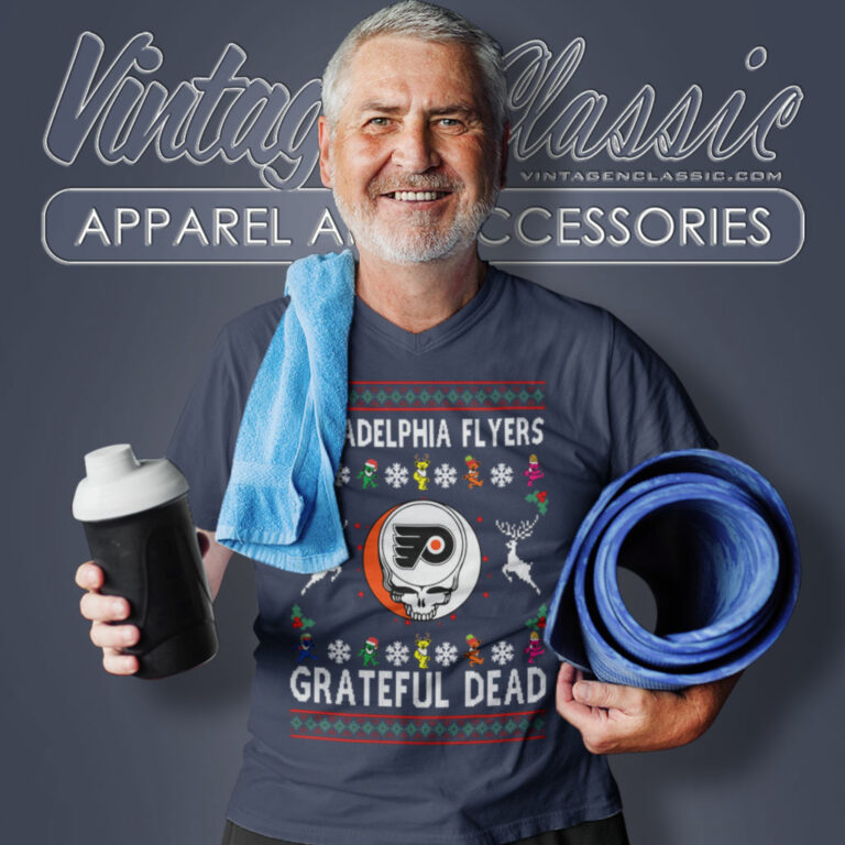 Grateful Dead Philadelphia Flyers Ugly Christmas V Neck TShirt Grateful Dead Philadelphia Flyers Ugly Christmas V Neck TShirt