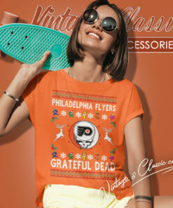 Grateful Dead Philadelphia Flyers Ugly Christmas Women T Shirt
