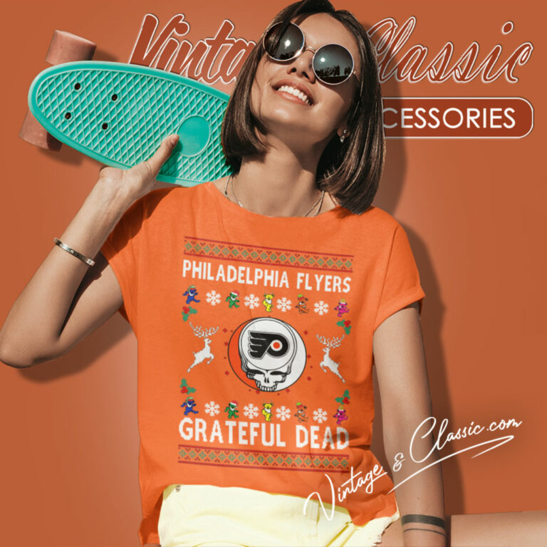 Grateful Dead Philadelphia Flyers Ugly Christmas Women T Shirt Grateful Dead Philadelphia Flyers Ugly Christmas Women T Shirt
