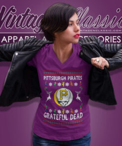 Grateful Dead Pittsburgh Pirates Ugly Christmas V Neck TShirt