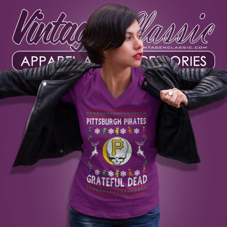 Grateful Dead Pittsburgh Pirates Ugly Christmas V Neck TShirt Grateful Dead Pittsburgh Pirates Ugly Christmas V Neck TShirt