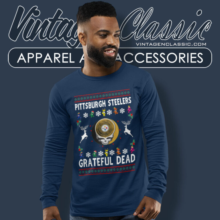 Grateful Dead Pittsburgh Steelers Ugly Christmas Long Sleeve Tee Grateful Dead Pittsburgh Steelers Ugly Christmas Long Sleeve Tee