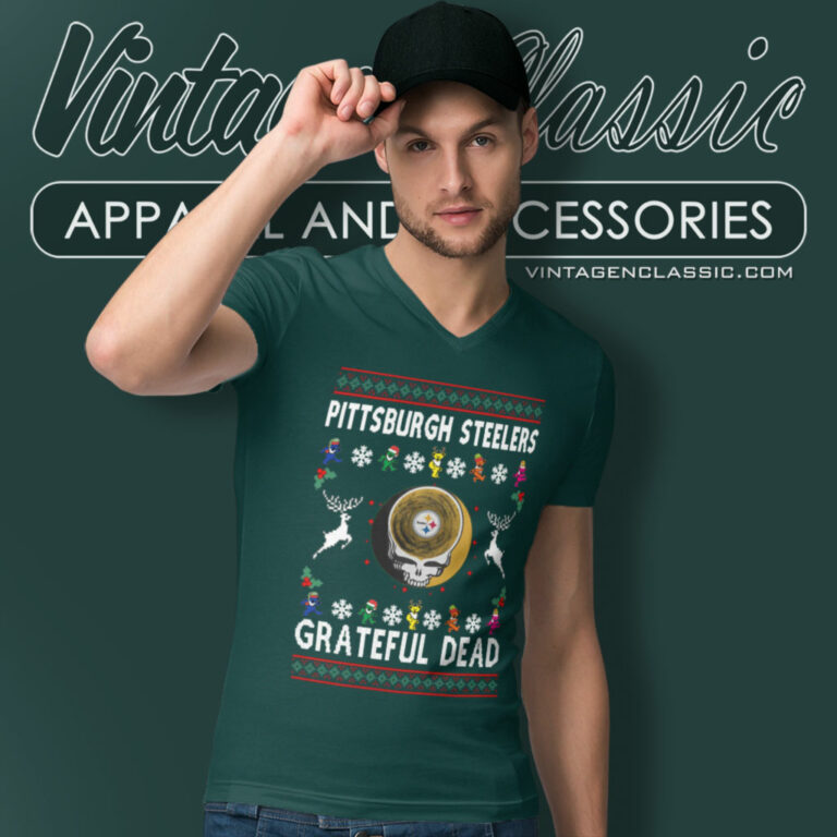Grateful Dead Pittsburgh Steelers Ugly Christmas V Neck TShirt Grateful Dead Pittsburgh Steelers Ugly Christmas V Neck TShirt