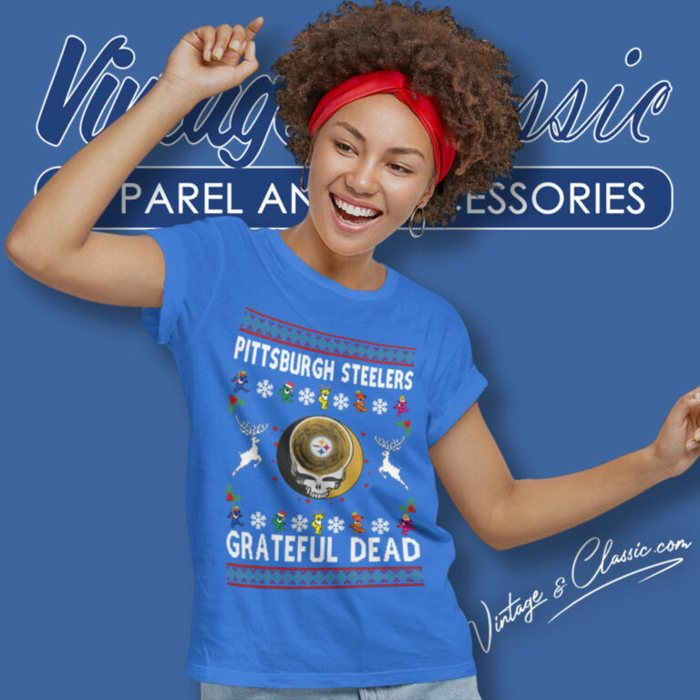 Grateful Dead Pittsburgh Steelers Ugly Christmas Women T Shirt Grateful Dead Pittsburgh Steelers Ugly Christmas Women T Shirt