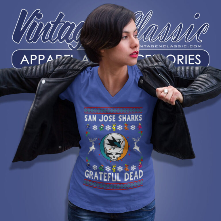 Grateful Dead San Jose Sharks Ugly Christmas V Neck TShirt Grateful Dead San Jose Sharks Ugly Christmas V Neck TShirt
