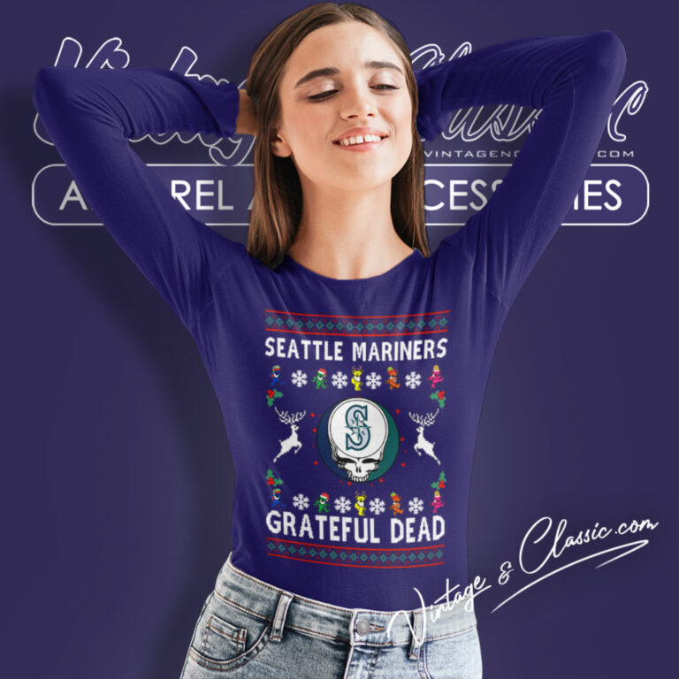 Grateful Dead Seattle Mariners Ugly Christmas Long Sleeve Tee Grateful Dead Seattle Mariners Ugly Christmas Long Sleeve Tee