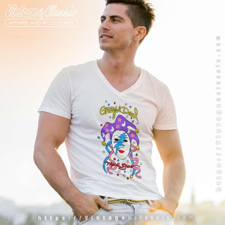 Grateful Dead Shirt 1993 Mardi Gras Oakland V Neck TShirt Grateful Dead Shirt 1993 Mardi Gras Oakland V Neck TShirt