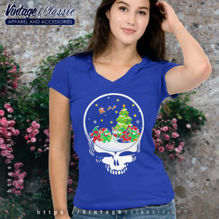 Grateful Dead Shirt Bears Merry Christmas V Neck TShirt Grateful Dead Shirt Bears Merry Christmas V Neck TShirt
