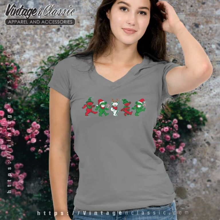 Grateful Dead Shirt Dancing Bears Christmas V Neck TShirt Grateful Dead Shirt Dancing Bears Christmas V Neck TShirt