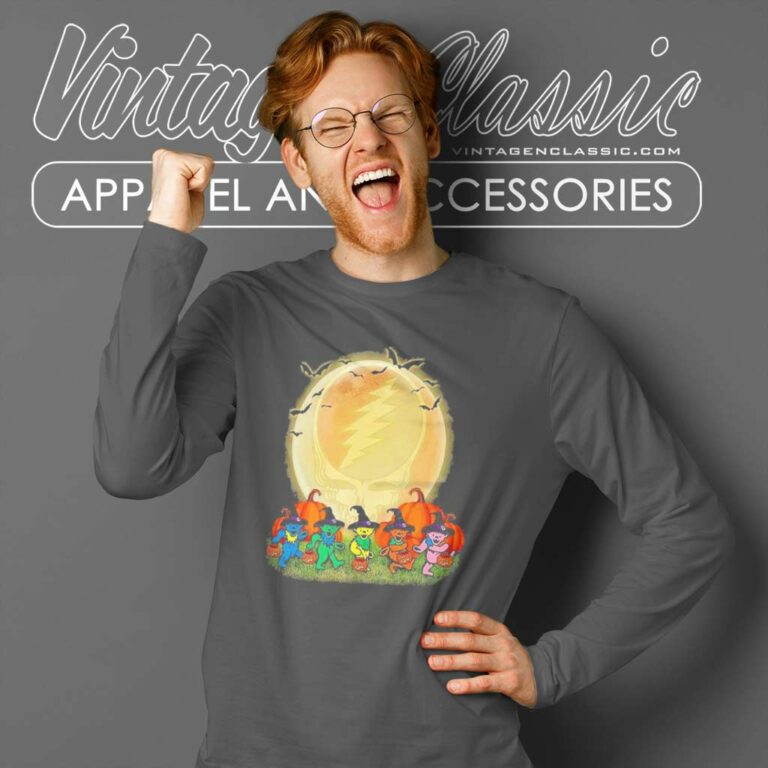 Grateful Dead Shirt Dancing Bears Moon Pumpkin Halloween Long Sleeve Tee Grateful Dead Shirt Dancing Bears Moon Pumpkin Halloween Long Sleeve Tee