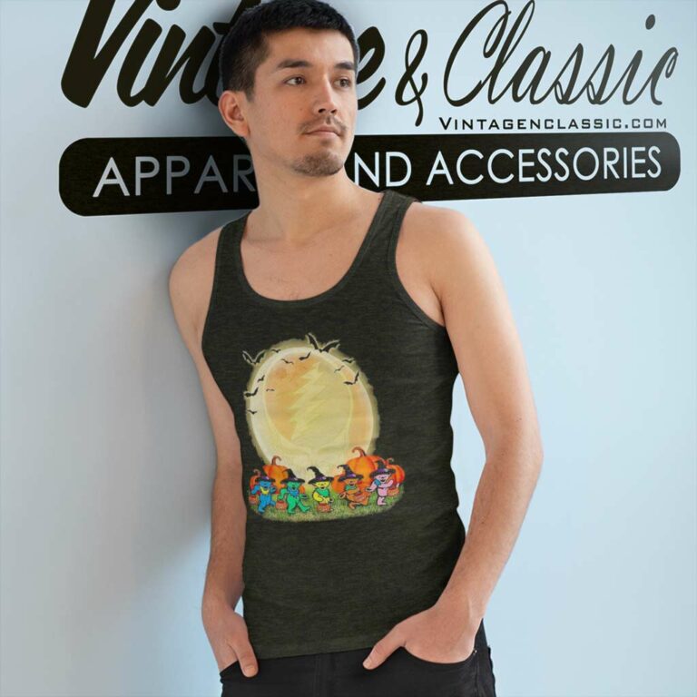 Grateful Dead Shirt Dancing Bears Moon Pumpkin Halloween Tank Top Racerback Grateful Dead Shirt Dancing Bears Moon Pumpkin Halloween Tank Top Racerback