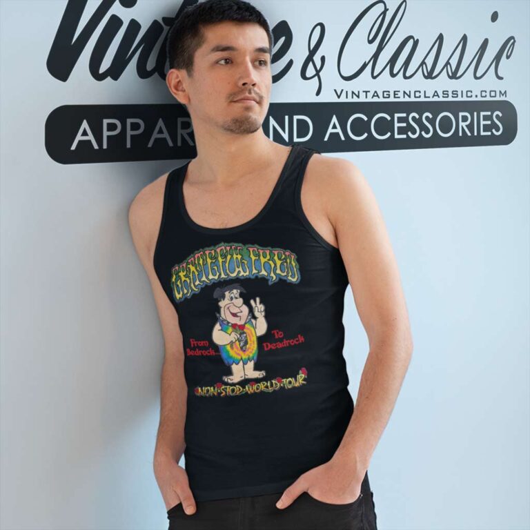 Grateful Dead Shirt Fred Flintstones Spoof Tank Top Racerback Grateful Dead Shirt Fred Flintstones Spoof Tank Top Racerback