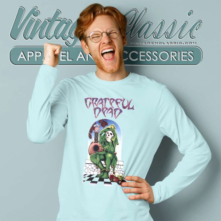 Grateful Dead Shirt Joker Skeleton Jester Roses Long Sleeve Tee Grateful Dead Shirt Joker Skeleton Jester Roses Long Sleeve Tee