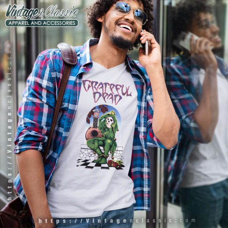 Grateful Dead Shirt Joker Skeleton Jester Roses V Neck TShirt Grateful Dead Shirt Joker Skeleton Jester Roses V Neck TShirt
