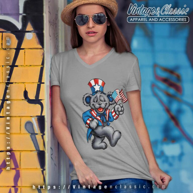 Grateful Dead Shirt Wave That Flag Independence V Neck TShirt Grateful Dead Shirt Wave That Flag Independence V Neck TShirt