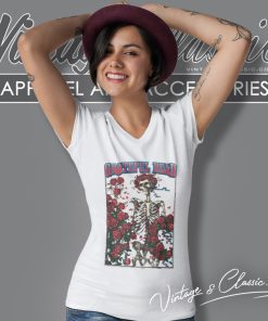 Grateful Dead Skeleton Roses V Neck TShirt
