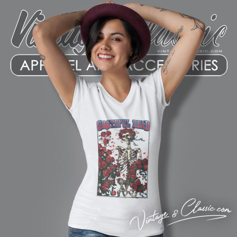 Grateful Dead Skeleton Roses V Neck TShirt Grateful Dead Skeleton Roses V Neck TShirt