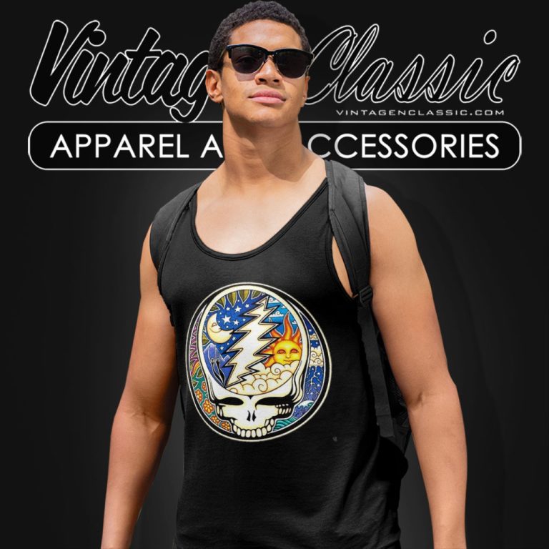 Grateful Dead Skull Sun And Moon Tank Top Racerback Grateful Dead Skull Sun And Moon Tank Top Racerback