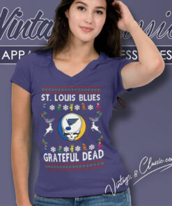Grateful Dead St Louis Blues Ugly Christmas Shirt 5 Grateful Dead St Louis Blues Ugly Christmas V Neck TShirt
