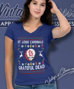 Grateful Dead St Louis Cardinals Ugly Christmas V Neck TShirt