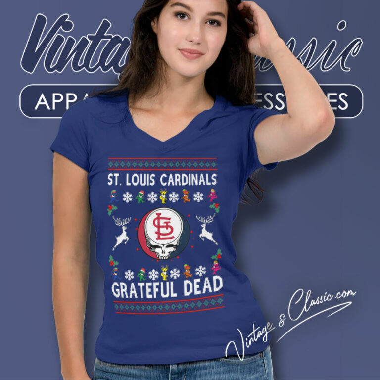 Grateful Dead St Louis Cardinals Ugly Christmas V Neck TShirt Grateful Dead St Louis Cardinals Ugly Christmas V Neck TShirt