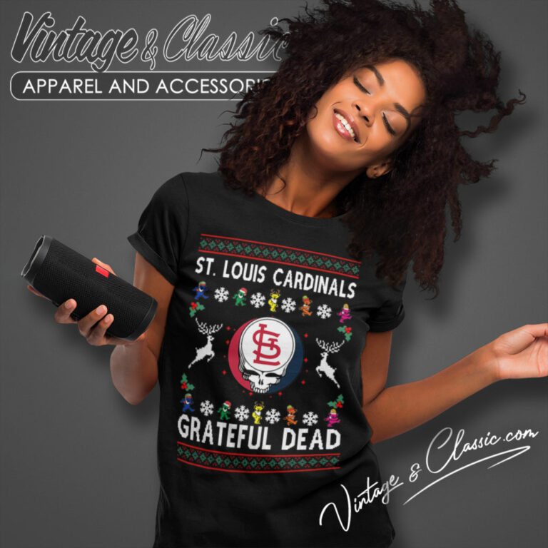 Grateful Dead St Louis Cardinals Ugly Christmas Women T Shirt Grateful Dead St Louis Cardinals Ugly Christmas Women T Shirt