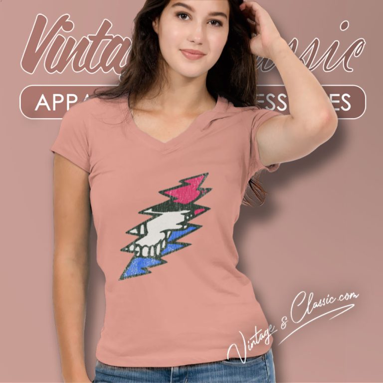 Grateful Dead Stealie Bolt V Neck TShirt Grateful Dead Stealie Bolt V Neck TShirt