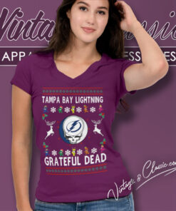 Grateful Dead Tampa Bay Lightning Ugly Christmas V Neck TShirt